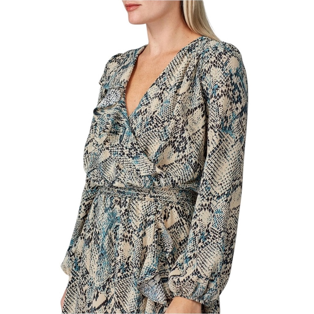 SLATE & WILLOW Phyton Printed Surplice Wrap Dress Xl - Picture 4 of 14